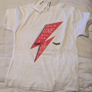 White Bowie Kids Graphic Tee with Red Lightning Design